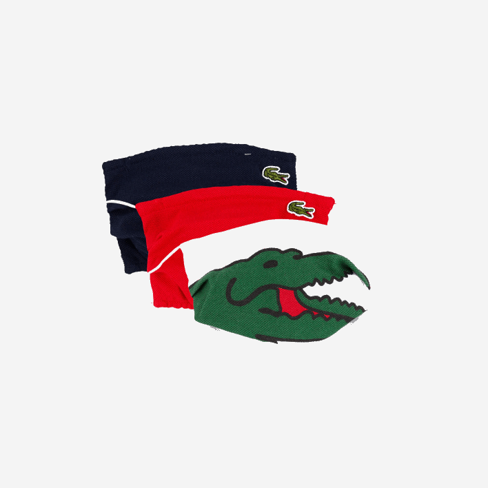 Lacoste Pack of 3 Face Protection Masks in Cotton 646T3280 Navy Blue Red White DB3 Kids