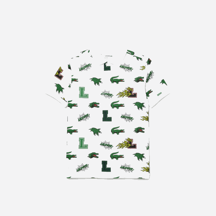 Lacoste Comic Effect Crocodile Print Polo 646T2956 White 001 Kids