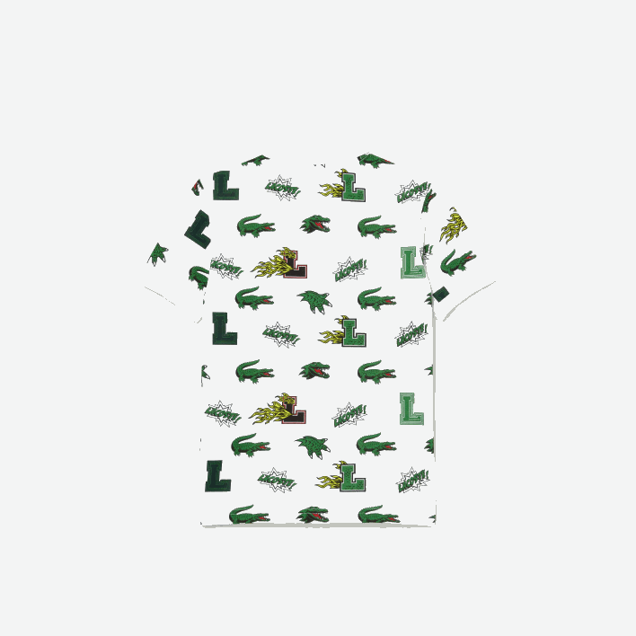 Lacoste Comic Effect Crocodile Print Polo 646T2956 White 001 Kids