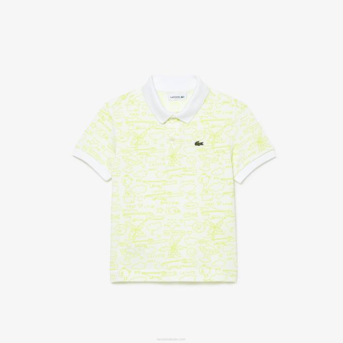 Lacoste Graphic Organic Cotton Petit Pique Polo 646T2957 White 001 Kids