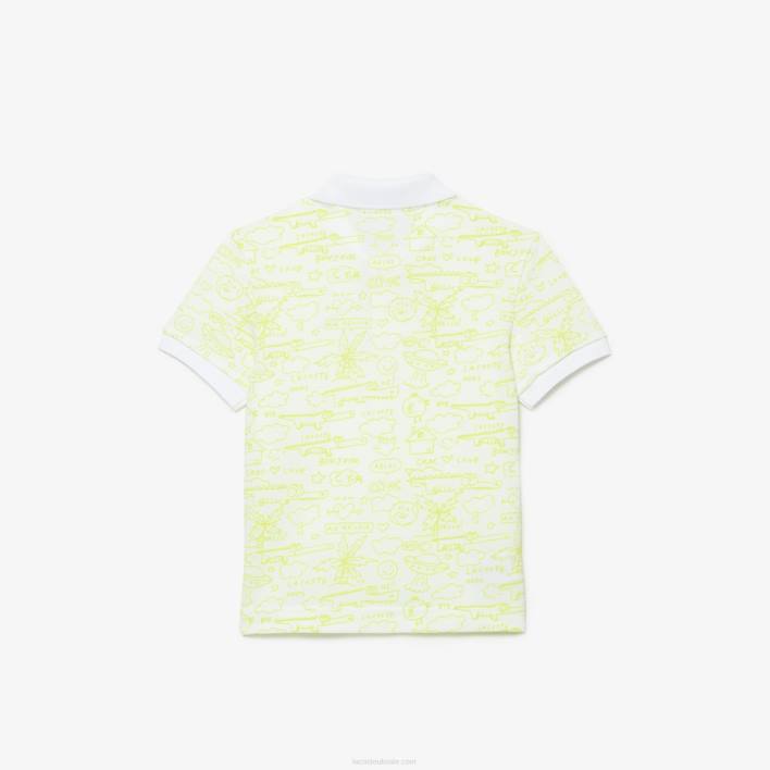 Lacoste Graphic Organic Cotton Petit Pique Polo 646T2957 White 001 Kids