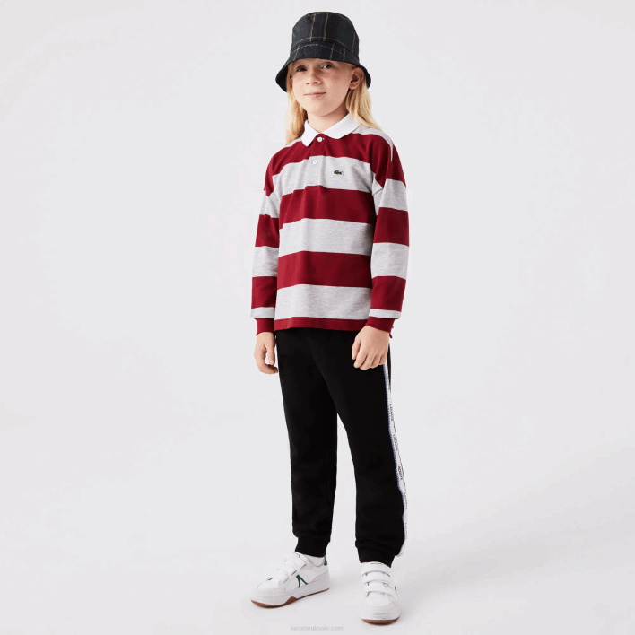 Lacoste Striped Pique Polo 646T2962 Bordeaux Grey Chine X29 Kids