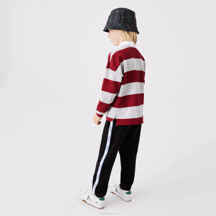 Lacoste Striped Pique Polo 646T2962 Bordeaux Grey Chine X29 Kids