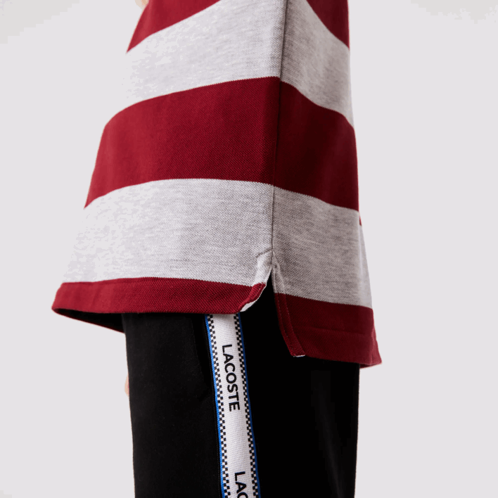 Lacoste Striped Pique Polo 646T2962 Bordeaux Grey Chine X29 Kids