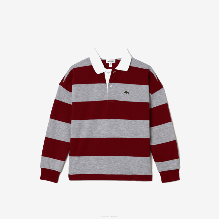 Lacoste Striped Pique Polo 646T2962 Bordeaux Grey Chine X29 Kids