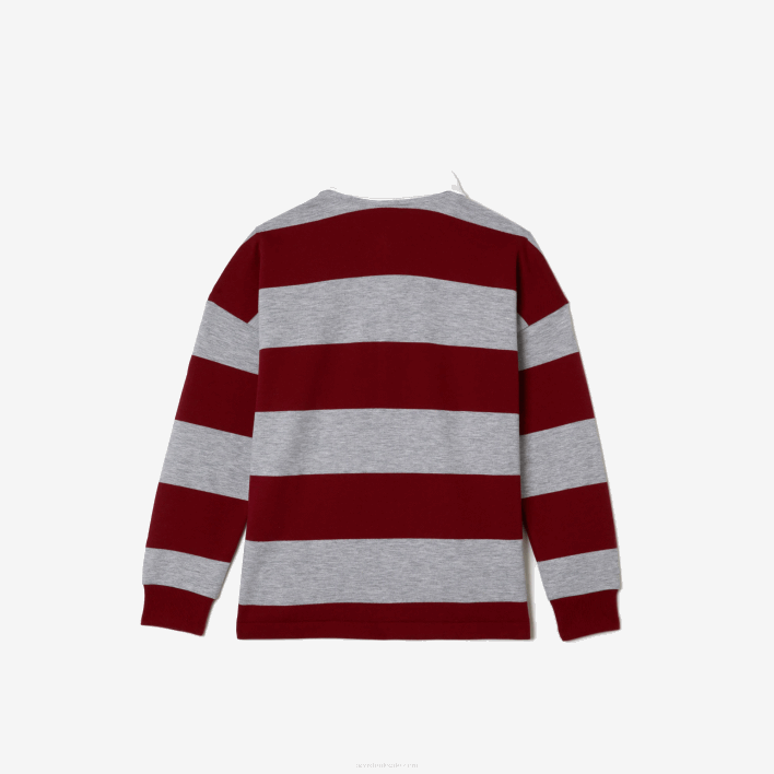 Lacoste Striped Pique Polo 646T2962 Bordeaux Grey Chine X29 Kids