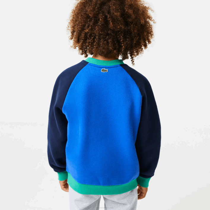 Lacoste Branded Color-Block Sweatshirt 646T3194 Navy Blue Green 7W2 Boys