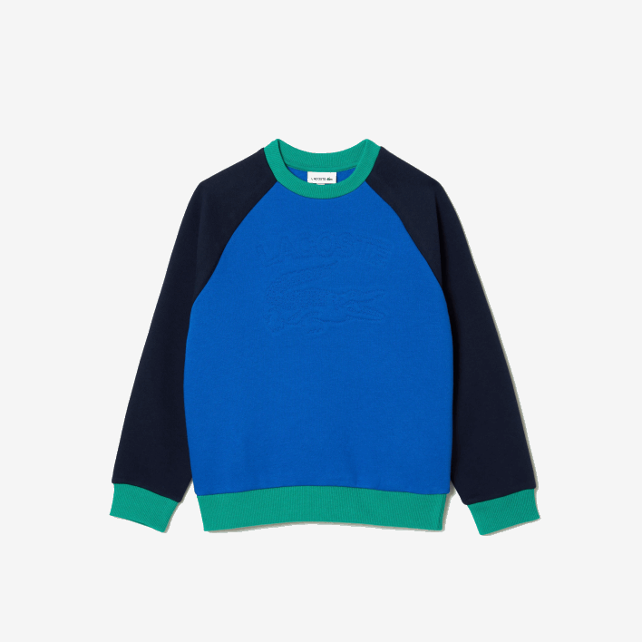 Lacoste Branded Color-Block Sweatshirt 646T3194 Navy Blue Green 7W2 Boys