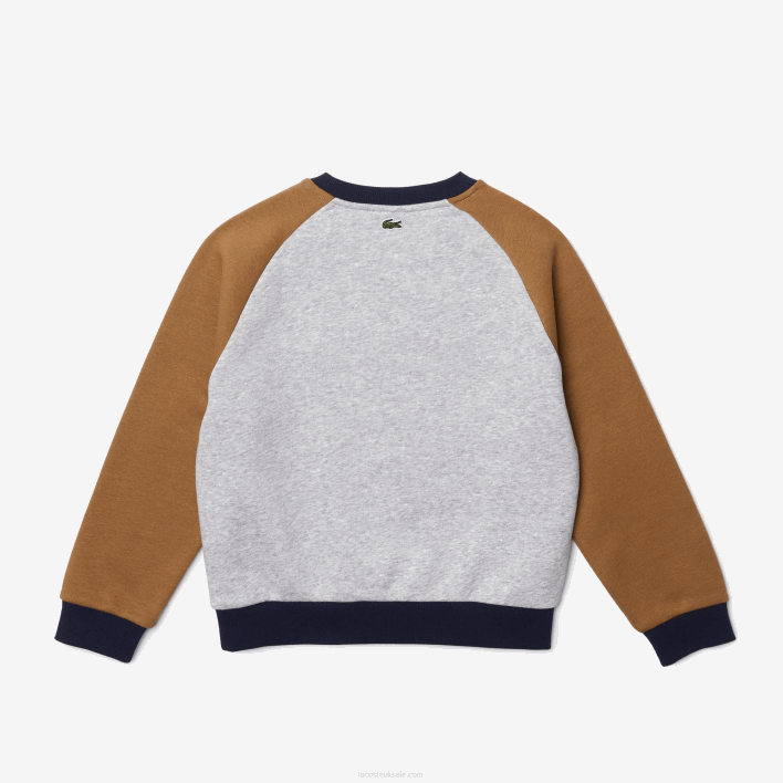 Lacoste Branded Color-Block Sweatshirt 646T3195 Grey Chine Brown Navy Blue NE1 Boys