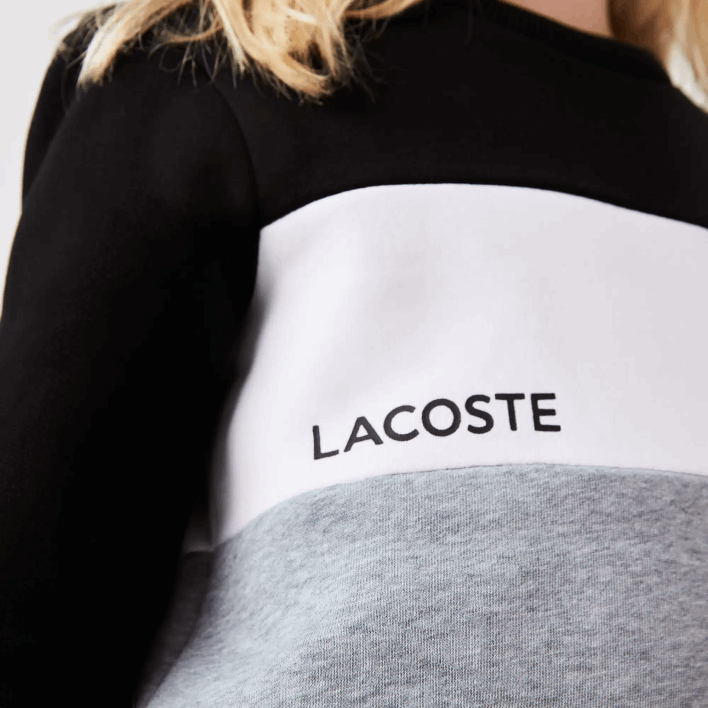 Lacoste Branded Crew Neck Sweatshirt 646T3236 Black White Grey Chine NUA Kids