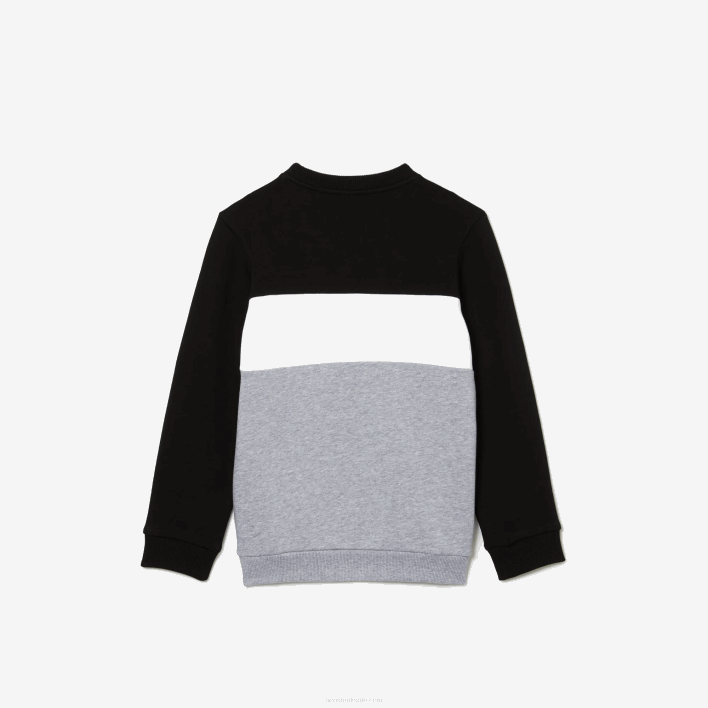 Lacoste Branded Crew Neck Sweatshirt 646T3236 Black White Grey Chine NUA Kids