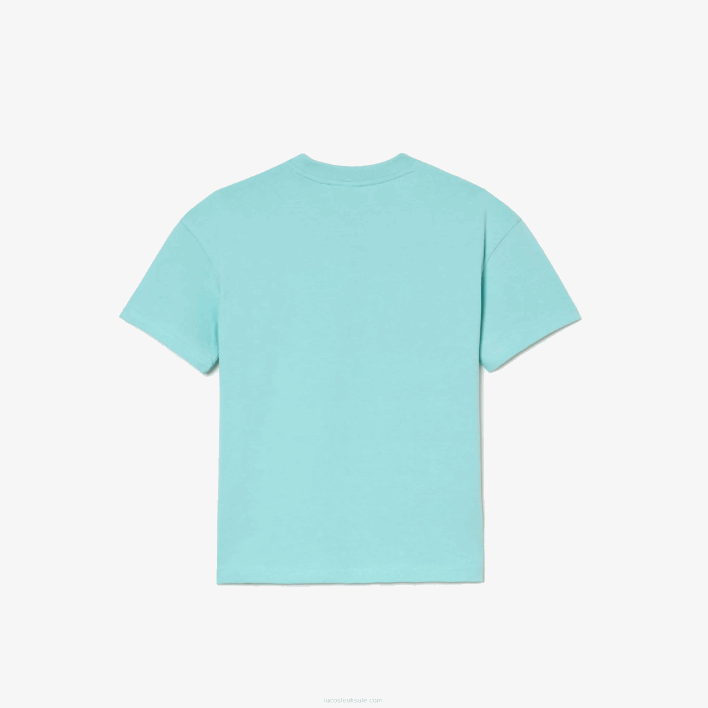 Lacoste Branded T-Shirt in Organic Cotton Jersey 646T3039 Light Green White Y7I Kids