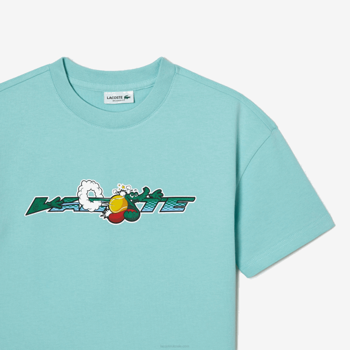 Lacoste Branded T-Shirt in Organic Cotton Jersey 646T3039 Light Green White Y7I Kids