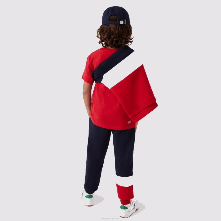 Lacoste Branded Trackpants 646T3215 Navy Blue White Red LAW Kids
