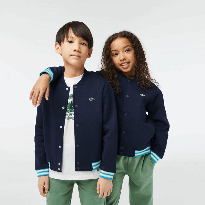 Lacoste Button-Down Fleece Sweatshirt 646T3044 Navy Blue 166 Kids