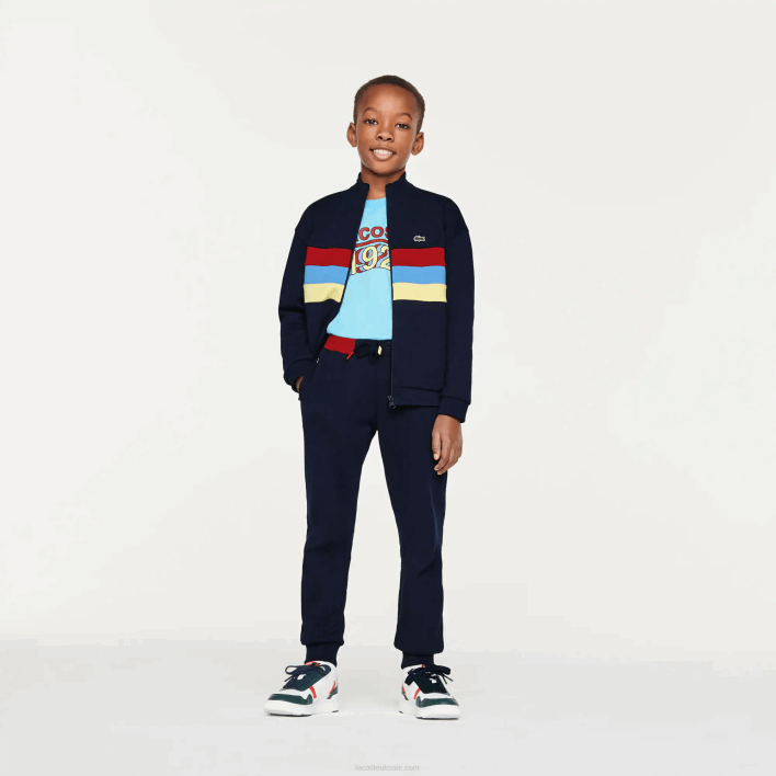 Lacoste Colored Waistband Fleece Jogging Pants 646T3266 Navy Blue 166 Kids