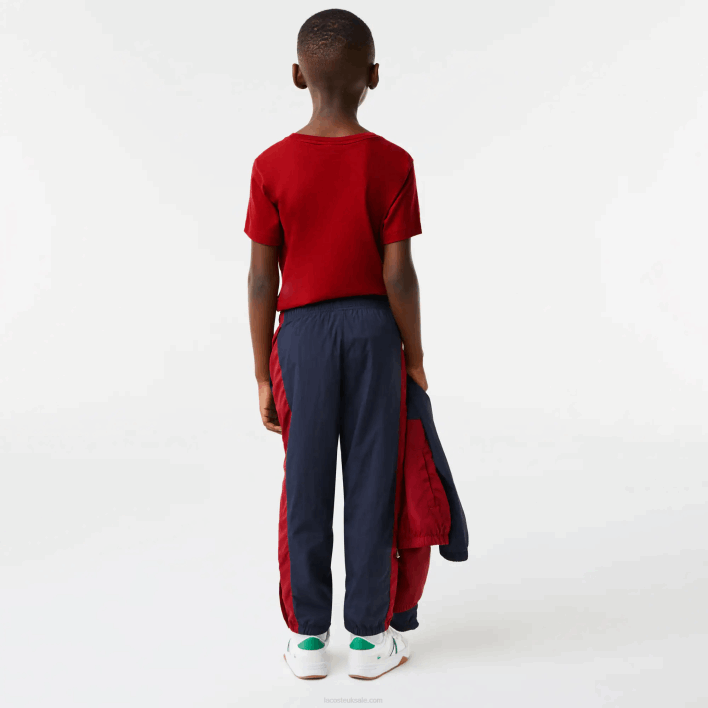 Lacoste Contrast Band Trackpants 646T3225 Navy Blue Bordeaux LUB Kids