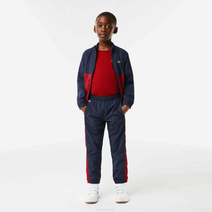 Lacoste Contrast Band Trackpants 646T3225 Navy Blue Bordeaux LUB Kids