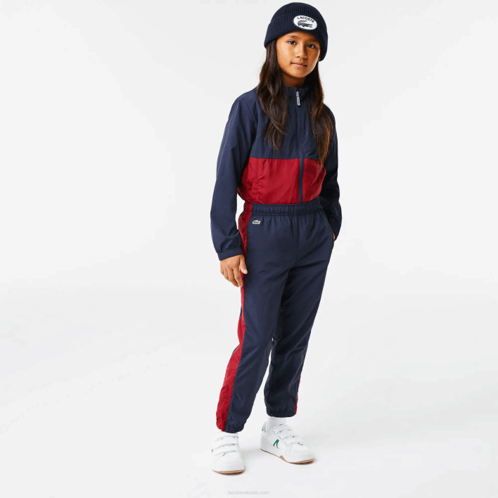 Lacoste Contrast Band Trackpants 646T3225 Navy Blue Bordeaux LUB Kids