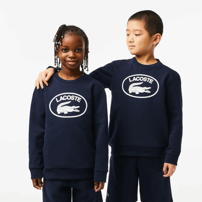 Lacoste Contrast Branded Colorblock Sweatshirt 646T3055 Navy Blue White 525 Kids