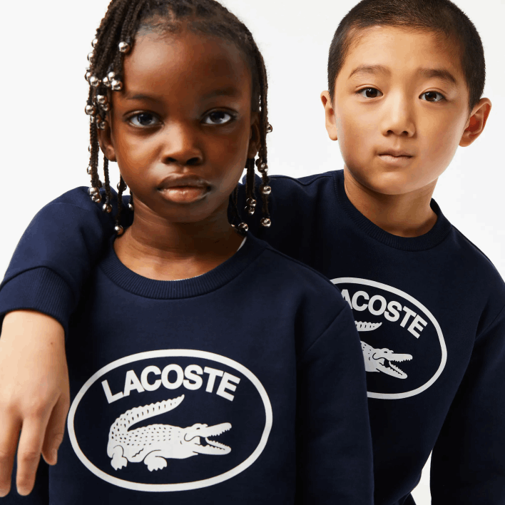 Lacoste Contrast Branded Colorblock Sweatshirt 646T3055 Navy Blue White 525 Kids