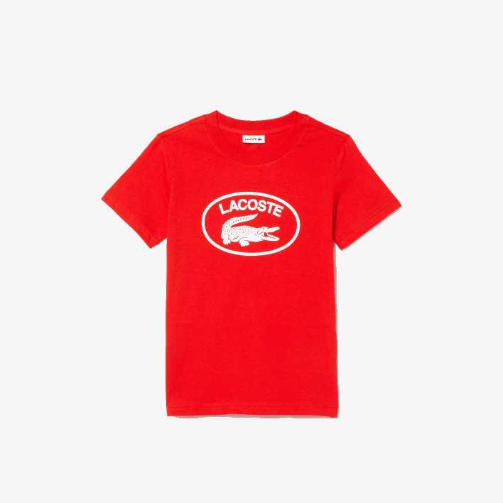 Lacoste Contrast Branded Cotton Jersey T-Shirt 646T3030 Red F8M Kids