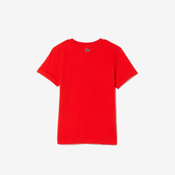 Lacoste Contrast Branded Cotton Jersey T-Shirt 646T3030 Red F8M Kids