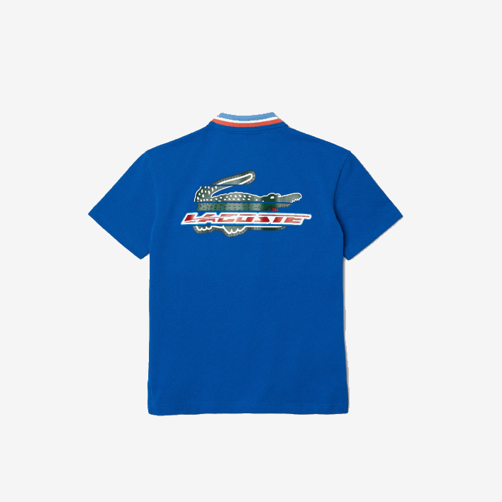 Lacoste Contrast Collar Branded Polo 646T3033 Blue White ET6 Boys