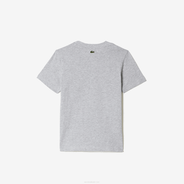 Lacoste Contrast Print Cotton Jersey T-Shirt 646T3041 Grey Chine CCA Kids
