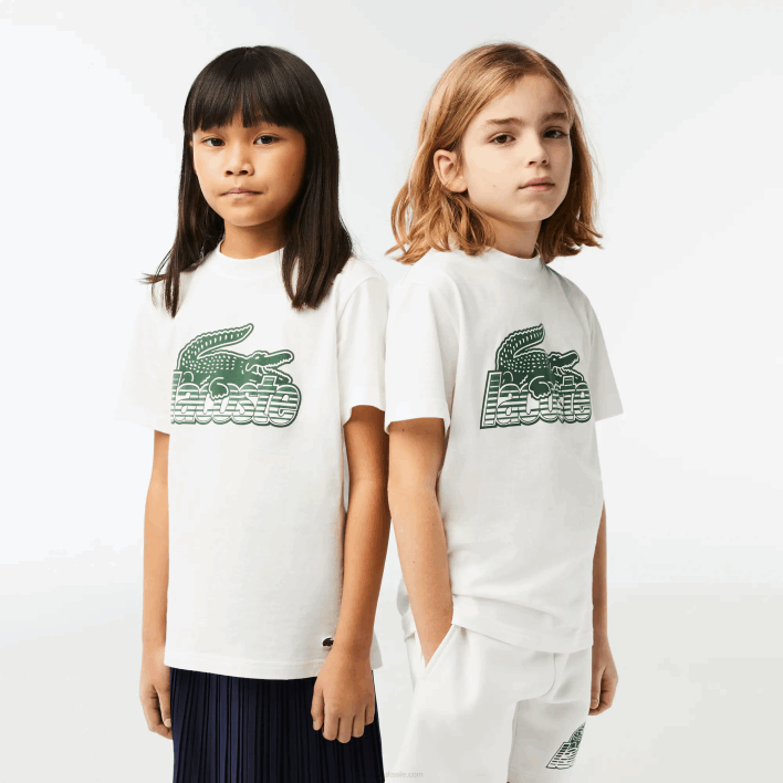 Lacoste Contrast Print Organic Cotton T-Shirt 646T3006 White 70V Kids