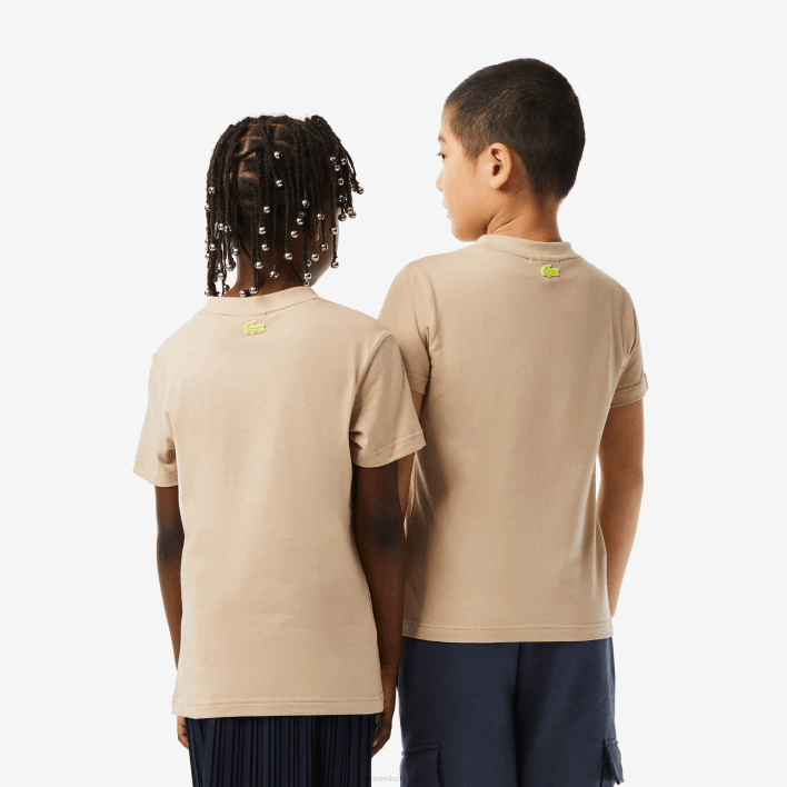 Lacoste Cotton Jersey T-Shirt with Contrast Marking 646T3013 Beige Yellow 8ZB Kids