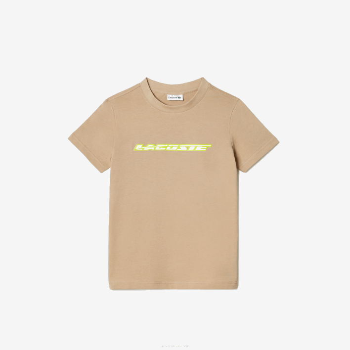 Lacoste Cotton Jersey T-Shirt with Contrast Marking 646T3013 Beige Yellow 8ZB Kids
