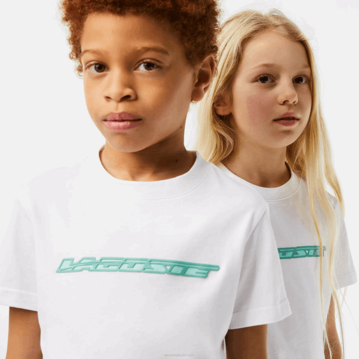 Lacoste Cotton Jersey T-Shirt with Contrast Marking 646T3014 White 001 Kids