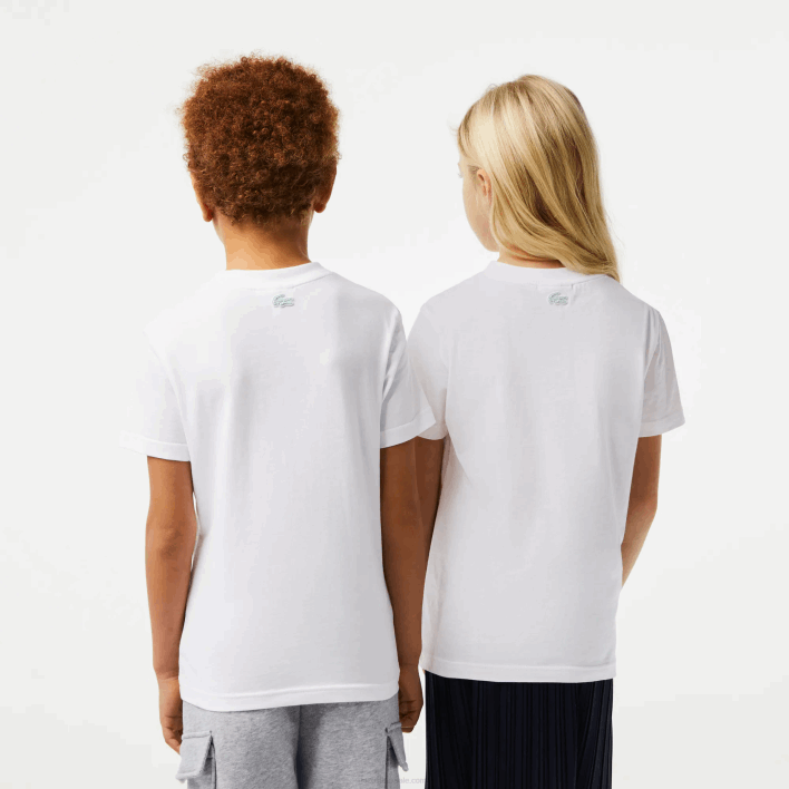 Lacoste Cotton Jersey T-Shirt with Contrast Marking 646T3014 White 001 Kids