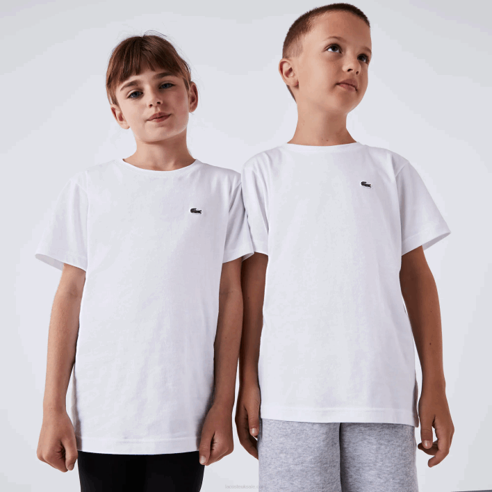 Lacoste Crew Neck Cotton Jersey T-Shirt 646T2996 White 001 Kids