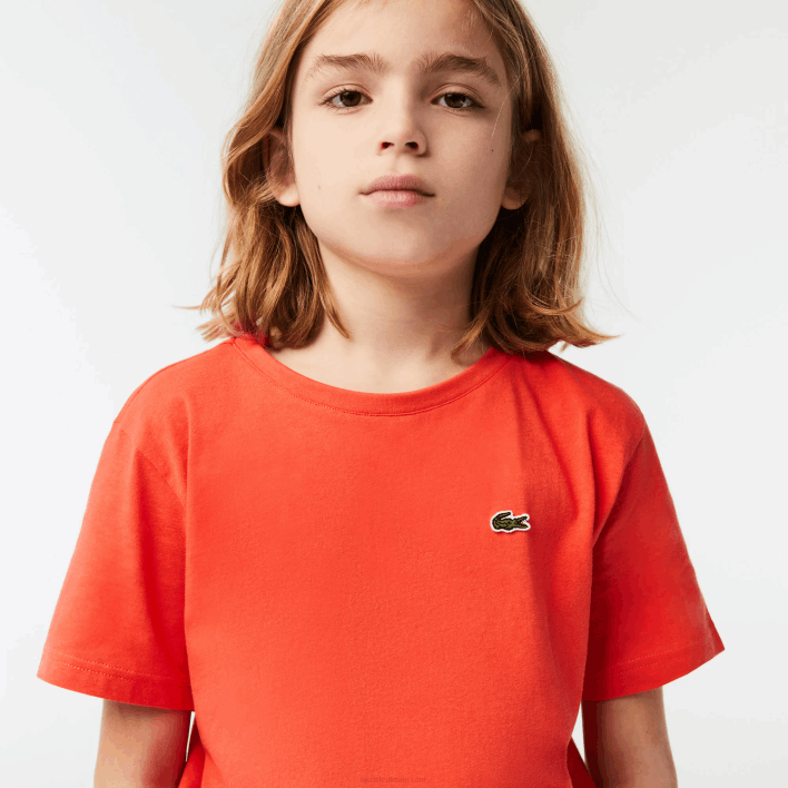 Lacoste Crew Neck Cotton Jersey T-Shirt 646T3022 Orange 02K Kids