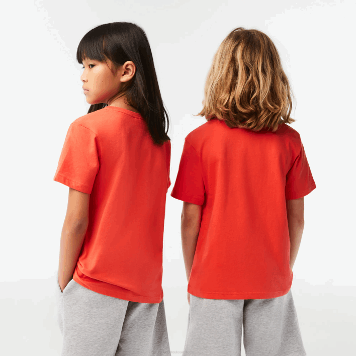 Lacoste Crew Neck Cotton Jersey T-Shirt 646T3022 Orange 02K Kids
