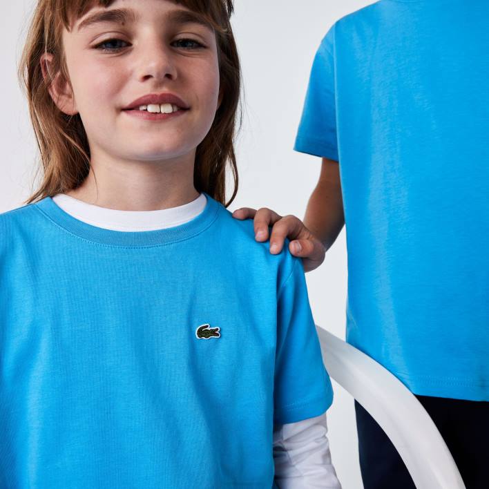 Lacoste Crew Neck Cotton Jersey T-Shirt 646T3166 Blue 4XA Kids