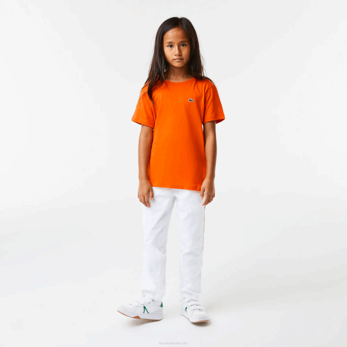Lacoste Crew Neck Cotton Jersey T-Shirt 646T3177 Orange Z4D Kids