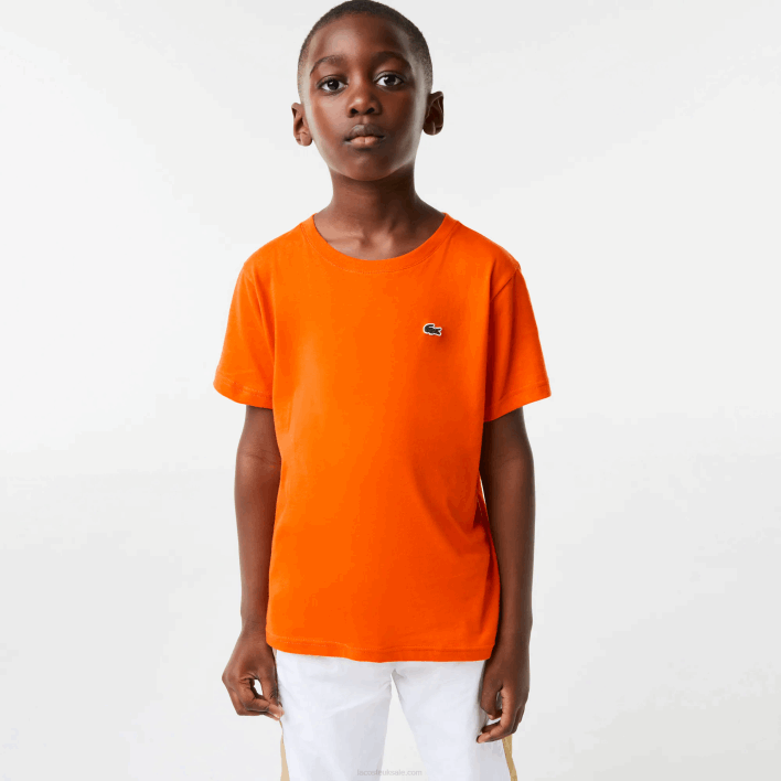 Lacoste Crew Neck Cotton Jersey T-Shirt 646T3177 Orange Z4D Kids
