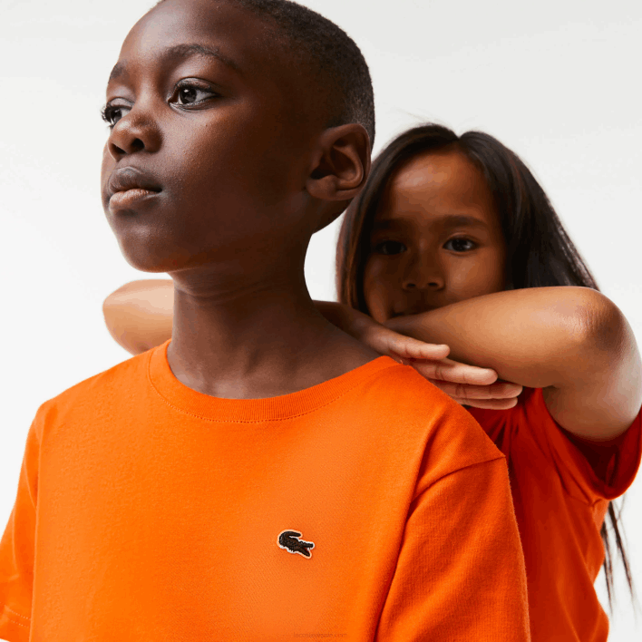 Lacoste Crew Neck Cotton Jersey T-Shirt 646T3177 Orange Z4D Kids