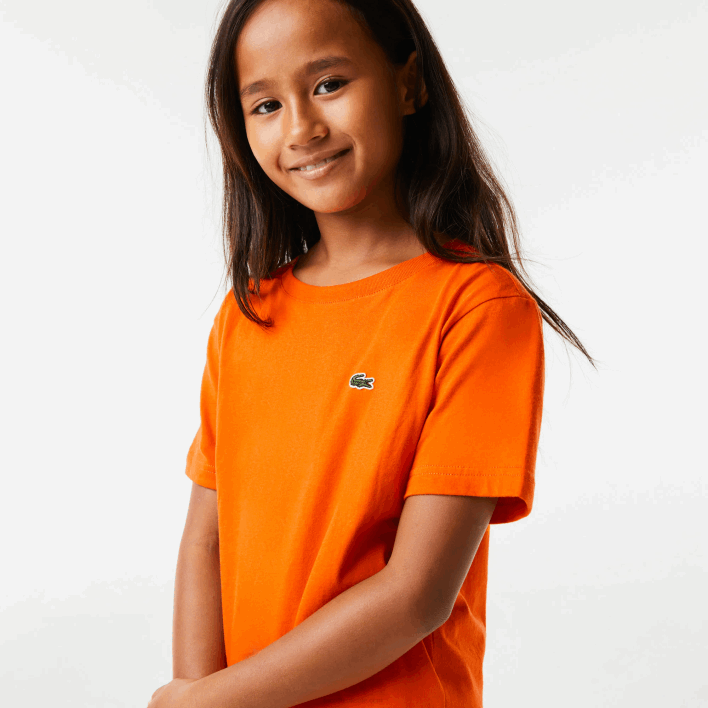 Lacoste Crew Neck Cotton Jersey T-Shirt 646T3177 Orange Z4D Kids