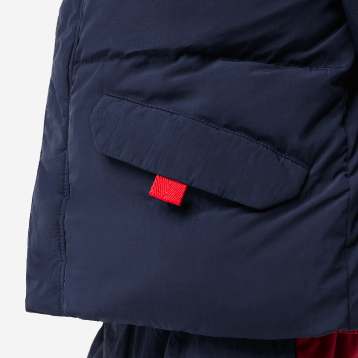 Lacoste Crocodile Embroidery Hooded Taffeta Jacket 646T3221 Navy Blue Red 7PE Kids