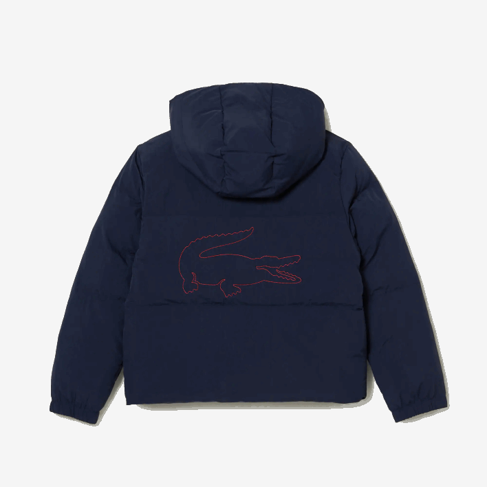 Lacoste Crocodile Embroidery Hooded Taffeta Jacket 646T3221 Navy Blue Red 7PE Kids