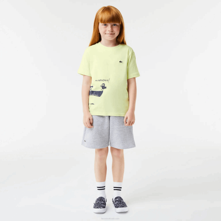 Lacoste Crocodile Print Cotton Jersey T-Shirt 646T3161 Yellow 6GD Kids
