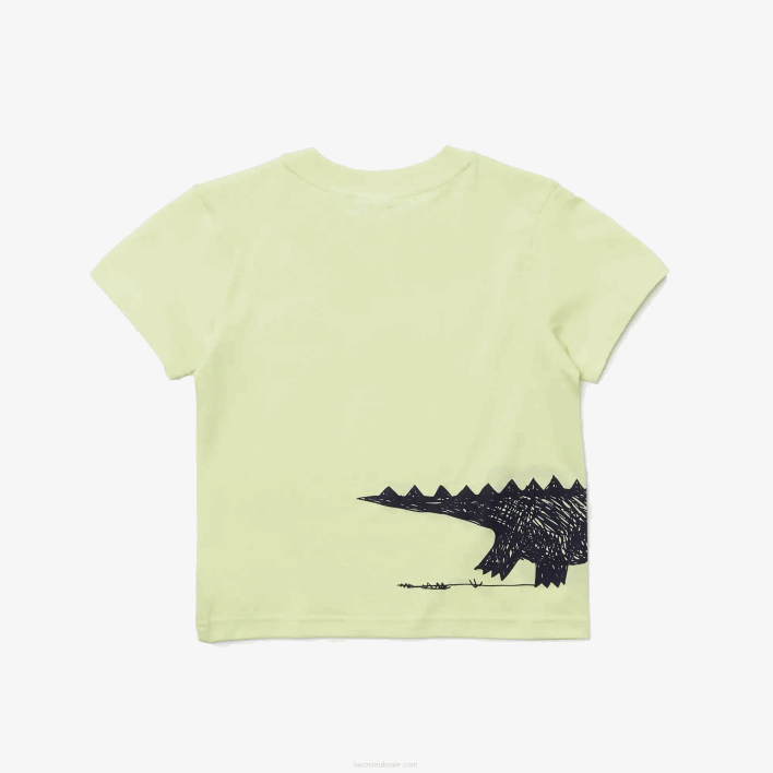 Lacoste Crocodile Print Cotton Jersey T-Shirt 646T3161 Yellow 6GD Kids