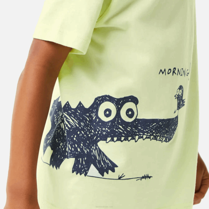 Lacoste Crocodile Print Cotton Jersey T-Shirt 646T3161 Yellow 6GD Kids