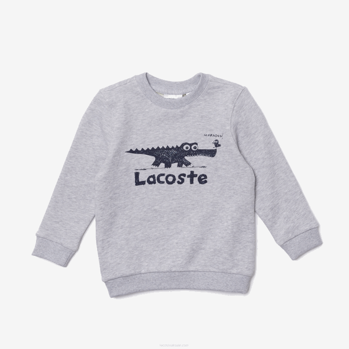 Lacoste Crocodile Print Crew Neck Sweatshirt 646T3230 Grey Chine CCA Kids