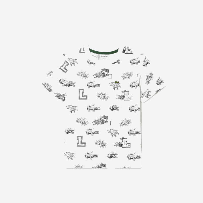 Lacoste Custom Print Organic Cotton T-Shirt 646T3136 White 001 Kids