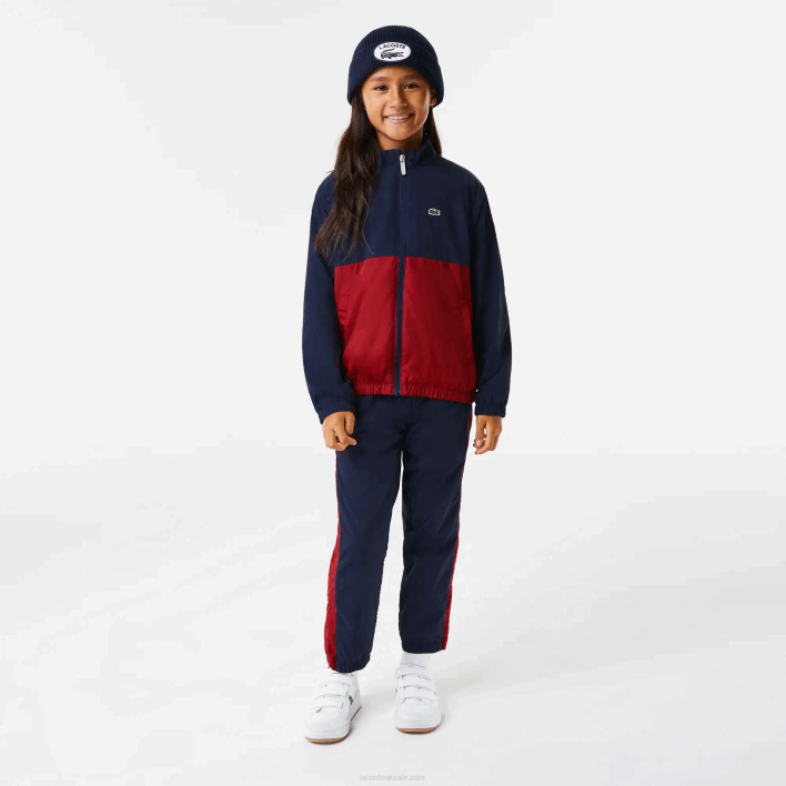 Lacoste High-Neck Colorblock Jacket 646T3219 Navy Blue Bordeaux LUB Kids